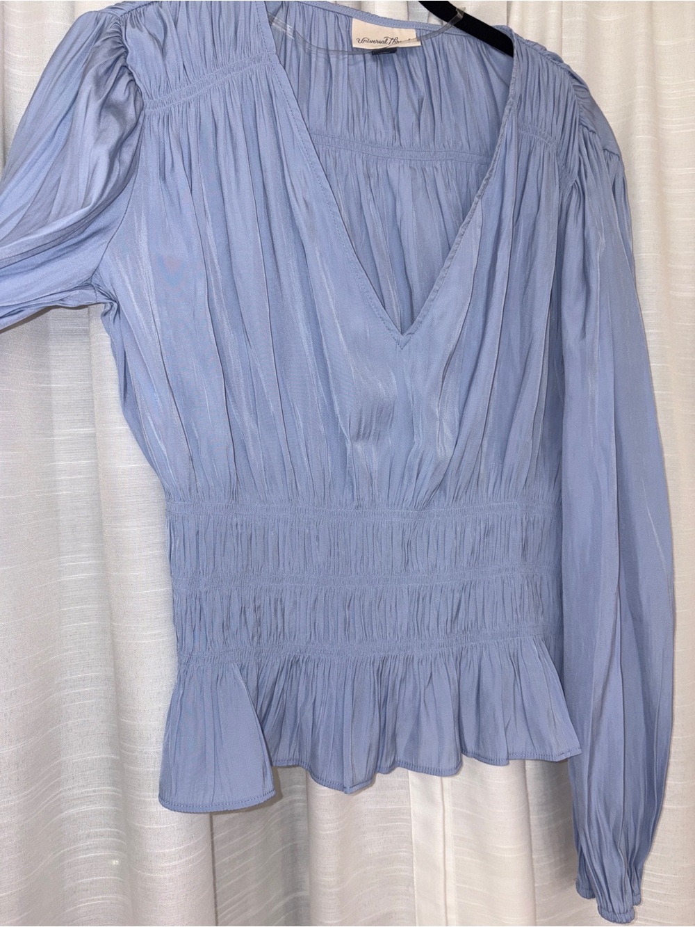 Universal Thread Periwinkle Smocked V-Neck Peplum Blouse